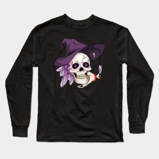 Wiccan Crystal Skull Witch Long Sleeve T-Shirt